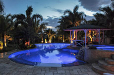 Kihei Oasis Pool, Gazebo, and Spa at Sunset